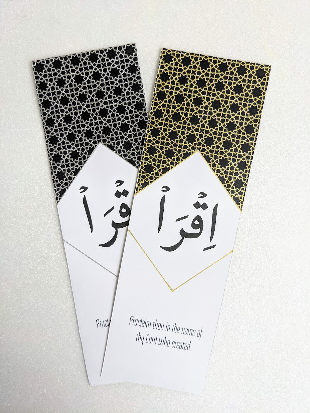 Navy Iqra bookmarks shown flat
